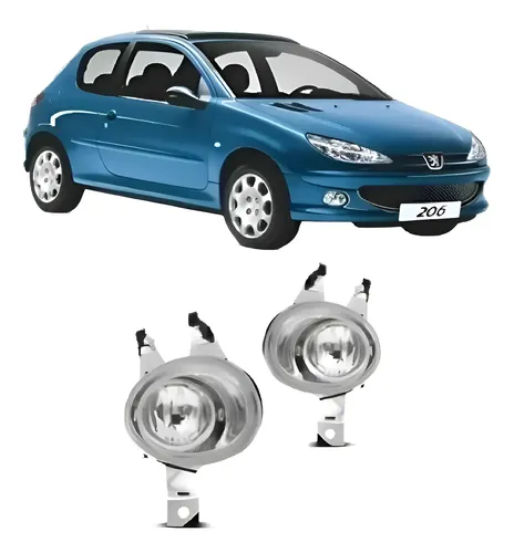 Juego Faros Auxiliares Antiniebla P/ Peugeot 206 Pata Larga Ambos Lados