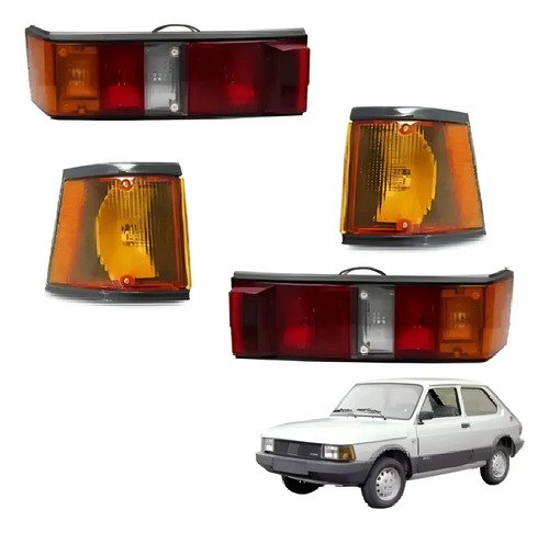 Juego Faros Traseros + Giros Fiat 147 Spazio Vivace X4 Ambos Lados Rojo Y Ámbar